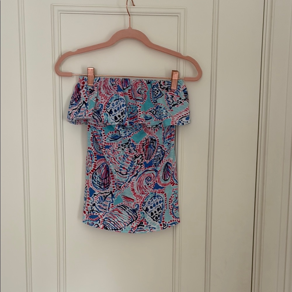Lilly Pulitzer Pink and Blue Ruffled Blouse